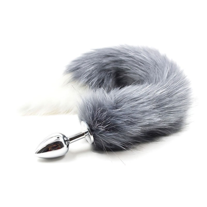 cola-de-zorro-gris-con-plug-de-metal-45-cm
